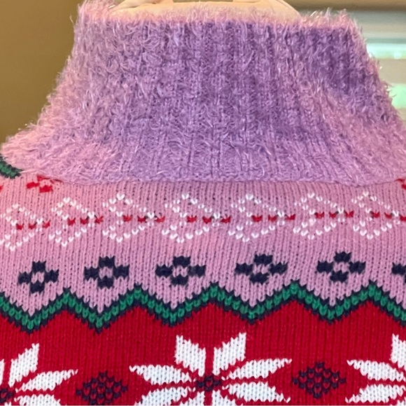33 DEGREES Holiday Argyle Sweater Size XS X-Small High Neck Cropped Soft Fuzzy - Picture 3 of 11